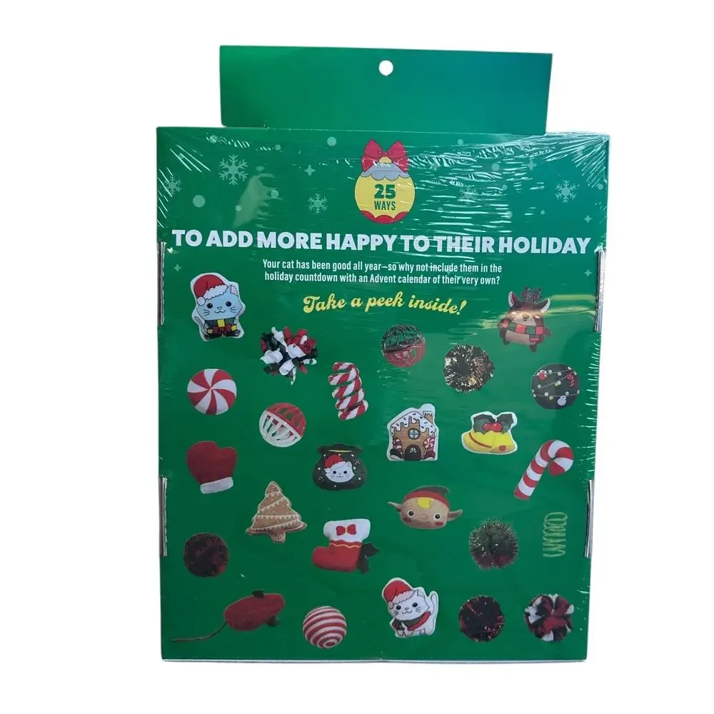 Merry & Bright 25Pc Cat Toy Advent Calendar Crinkle Plush Toss Shake‎ Christmas